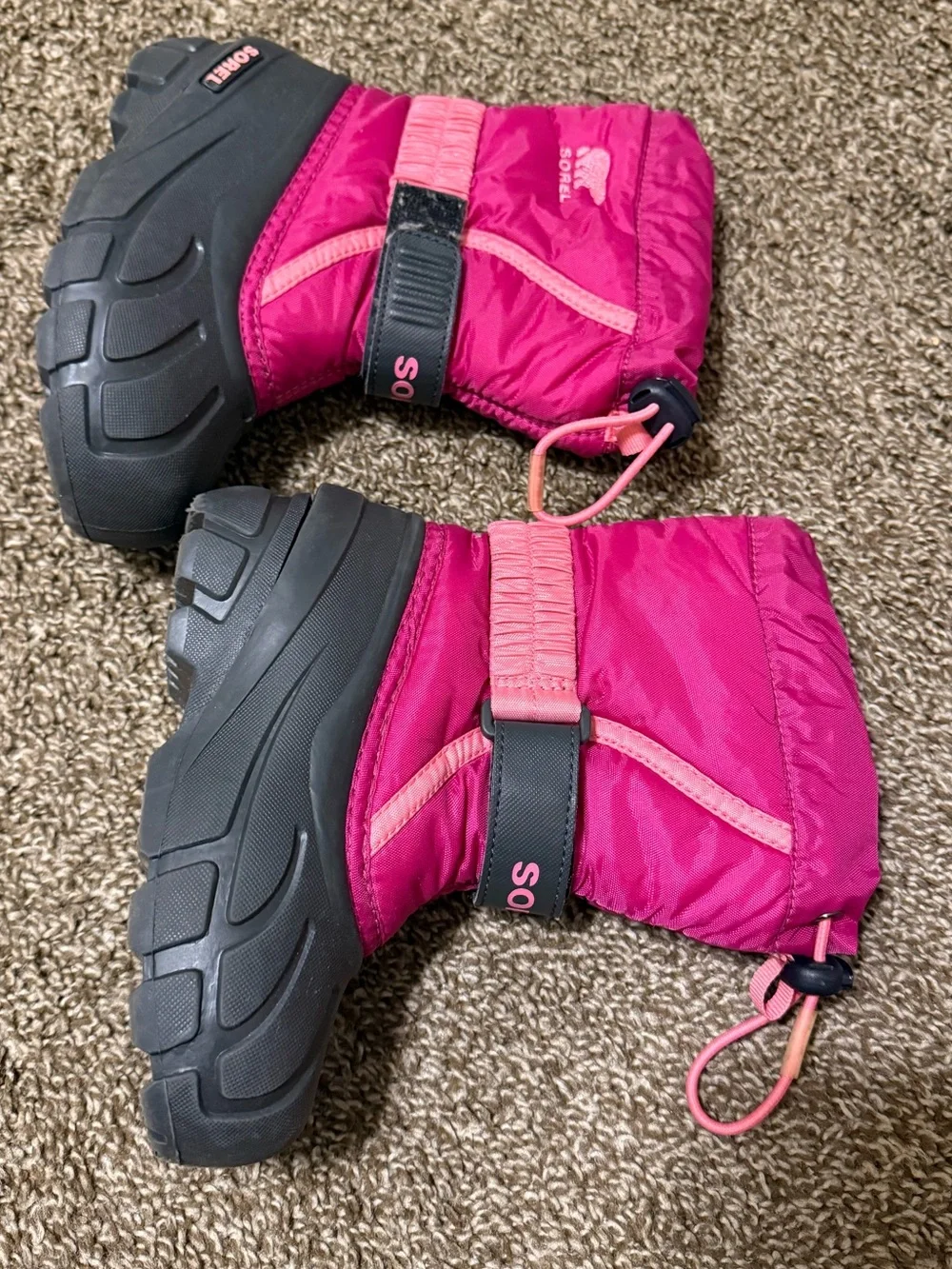 Sorel Kids Bright Pink Waterproof Snow Boots size 10